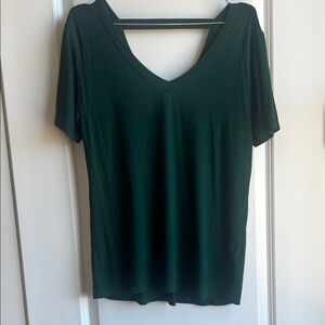 Women's Dark Green V-Neck Top